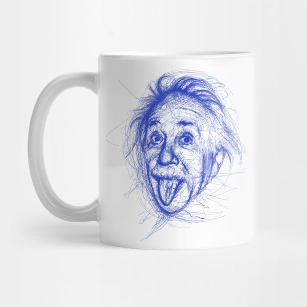 Albert Einstein Blue Lines Scribble Art by tyooo